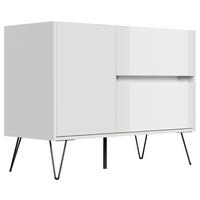 Sideboard Posseik Industrial Weiß B: 99 Cm - Weiß Hochglanz/Schwarz, Design, Holzwerkstoff (99/75,8/42cm) - P & B