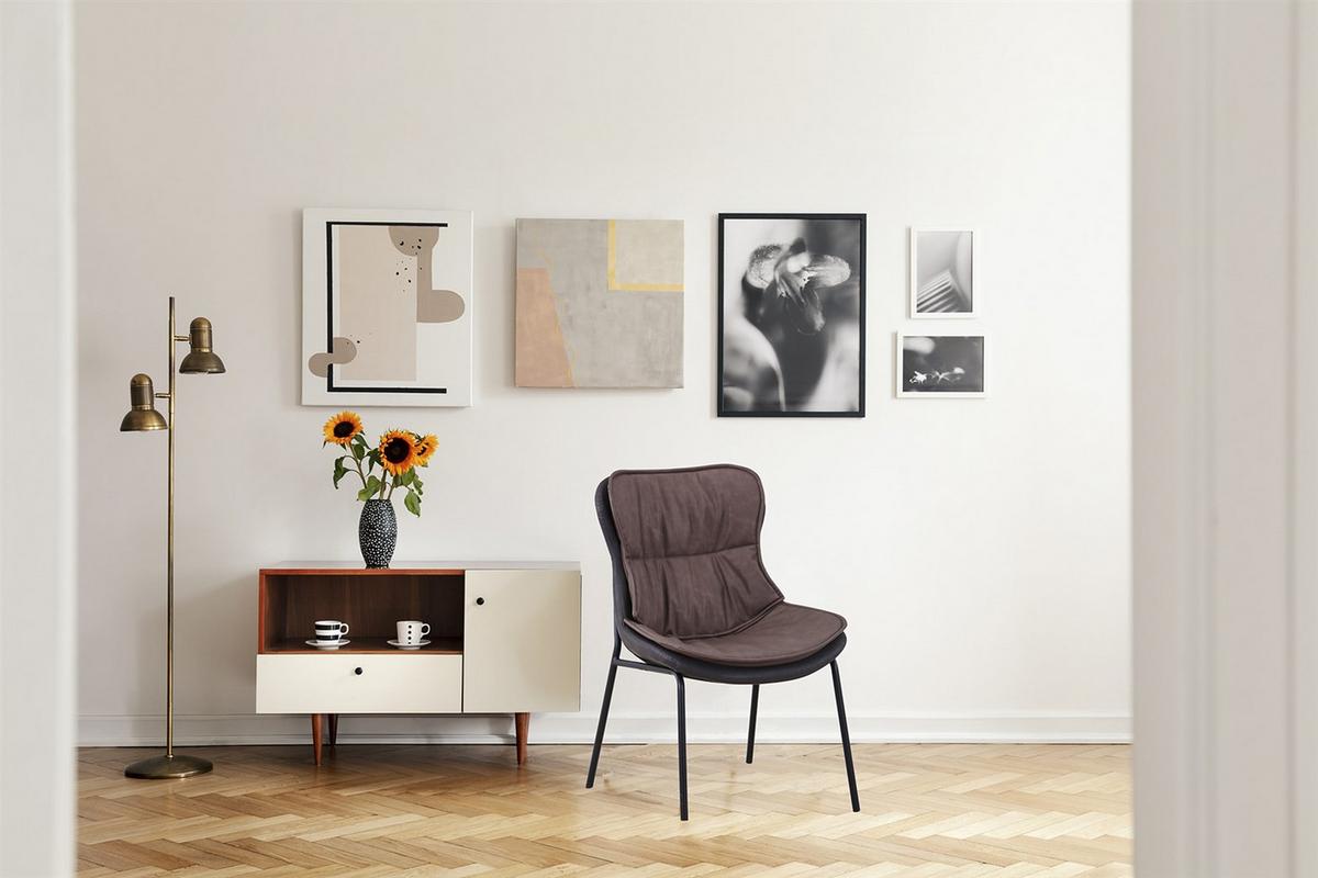 Stuhl Brady 200 Braun - Hellbraun/Dunkelbraun, Design, Textil/Metall (54/84/64cm) - Kayoom