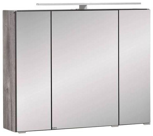Spiegelschrank Stockholm Mit Led 3-Türig BxHxT: 80x64x20 cm - Eichefarben, KONVENTIONELL, Glas/Holzwerkstoff (80/64/20cm) - Held