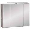 Spiegelschrank Stockholm Mit Led 3-Türig Bxhxt: 80x64x20 Cm - Eichefarben, KONVENTIONELL, Glas/Holzwerkstoff (80/64/20cm) - Held