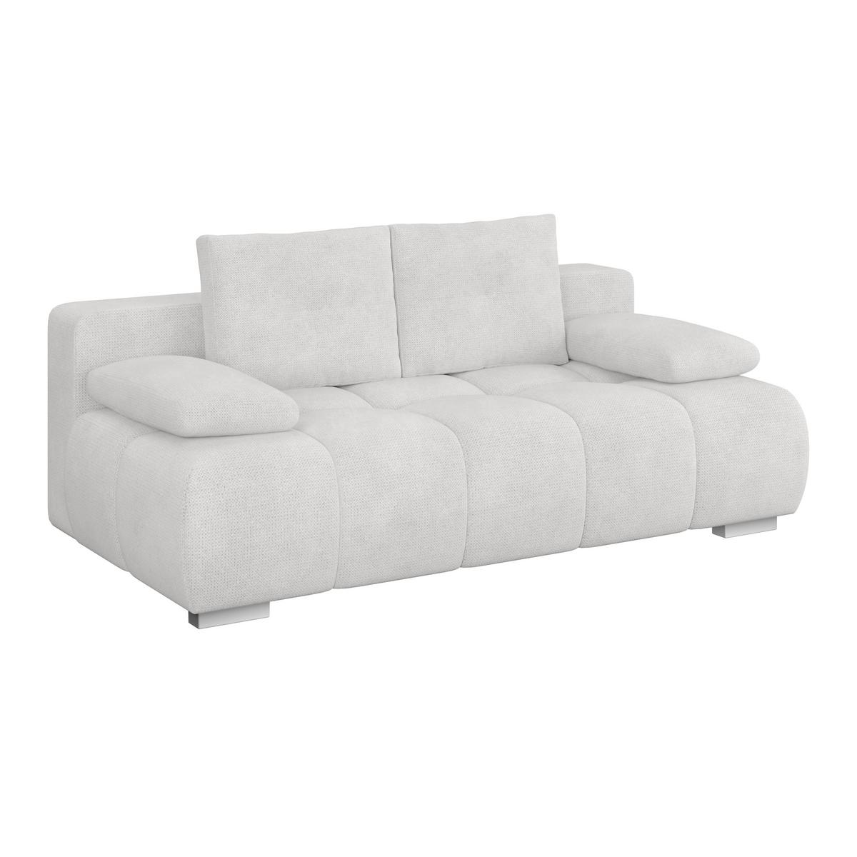 Boxspringsofa mit Bettkasten Webstoff creme, B:206cm - Chromfarben/Creme, Trend, Holzwerkstoff/Textil (206/90/105cm) - Luca Bessoni