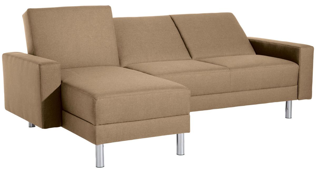 Ecksofa mit Schlaffunktion Just Fashion Sandfarben - Sandfarben/Chromfarben, KONVENTIONELL, Textil (152/230cm) - Max Winzer