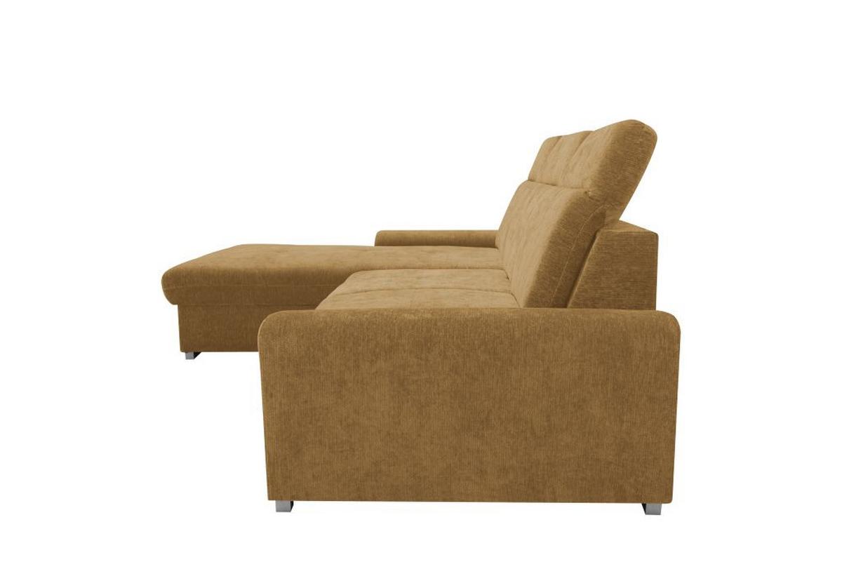 Rohová sedačka MALAGA, ľavá, horčicovožltá ženilka - horčicovožltá/chrómová, Konventionell, kov/drevo (203/286cm) - Ondega