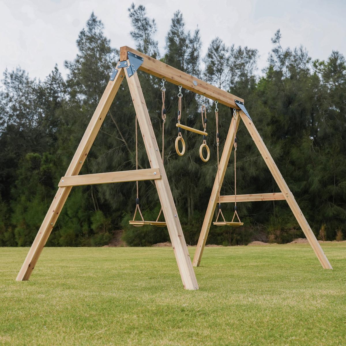 Schaukel A030.510.00 - Braun, KONVENTIONELL, Holz/Metall (186/208/299cm) - Ambia Garden