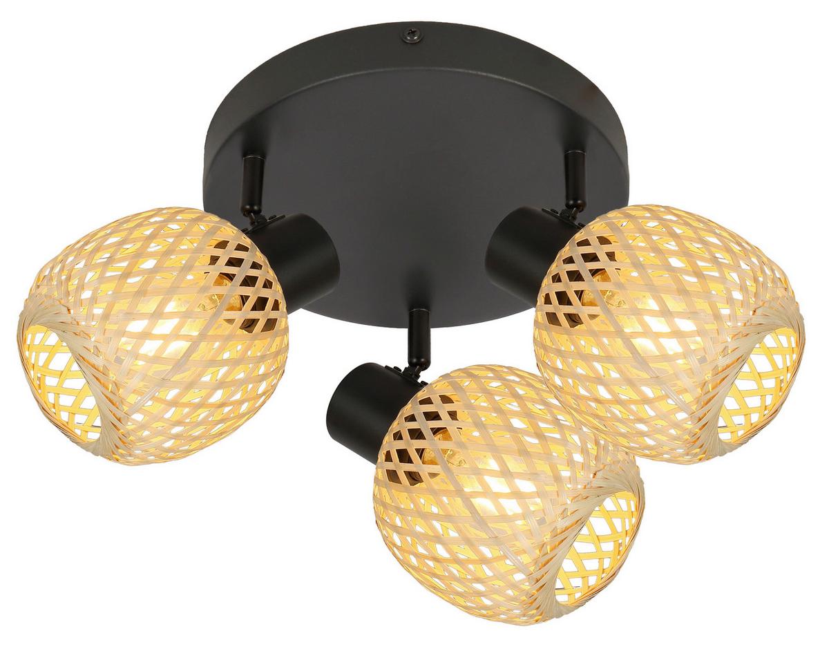 Strahler Natur - Beige/Schwarz, MODERN, Naturmaterialien/Metall (48/16cm)