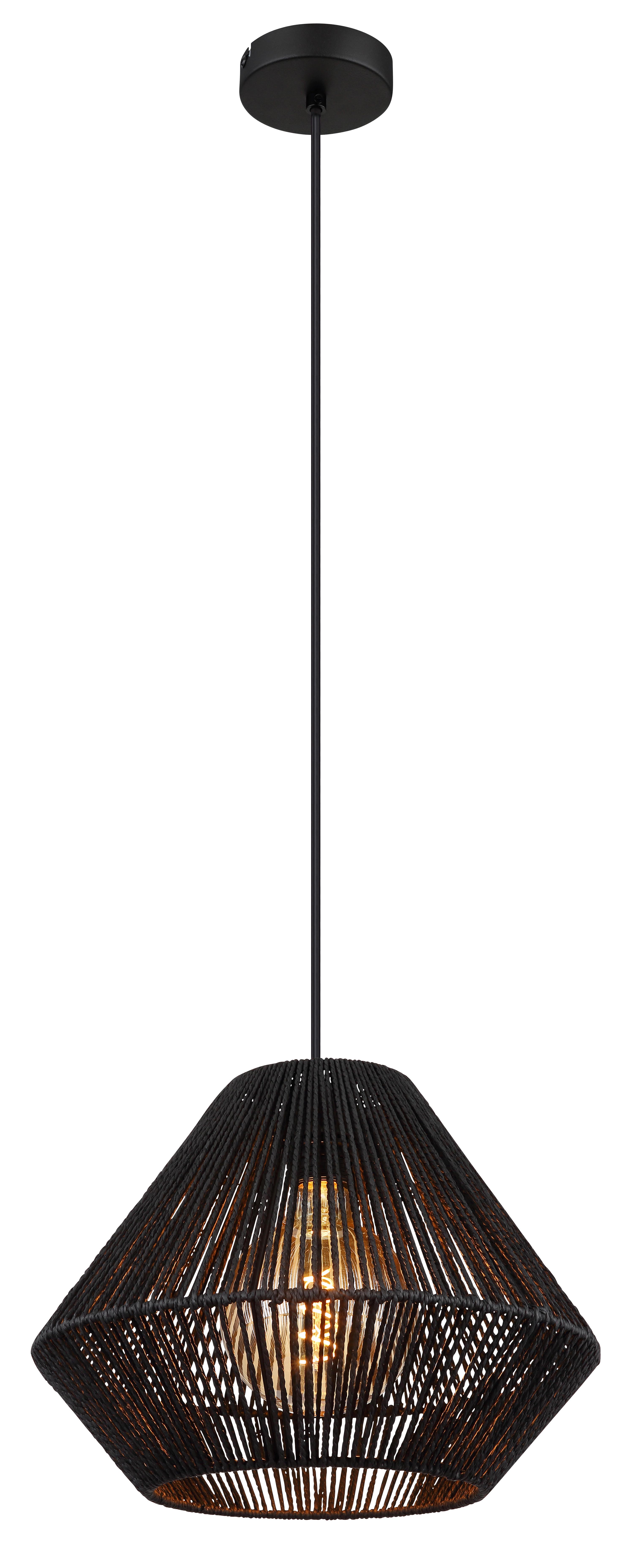 Hängeleuchte 15694hb Houdini - Schwarz/Naturfarben, KONVENTIONELL, Naturmaterialien/Kunststoff (35/120cm) - Globo