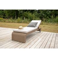 Sonnenliege London - Sandfarben/Hellbraun, KONVENTIONELL, Kunststoff/Textil (60/32/196cm) - Gardenson
