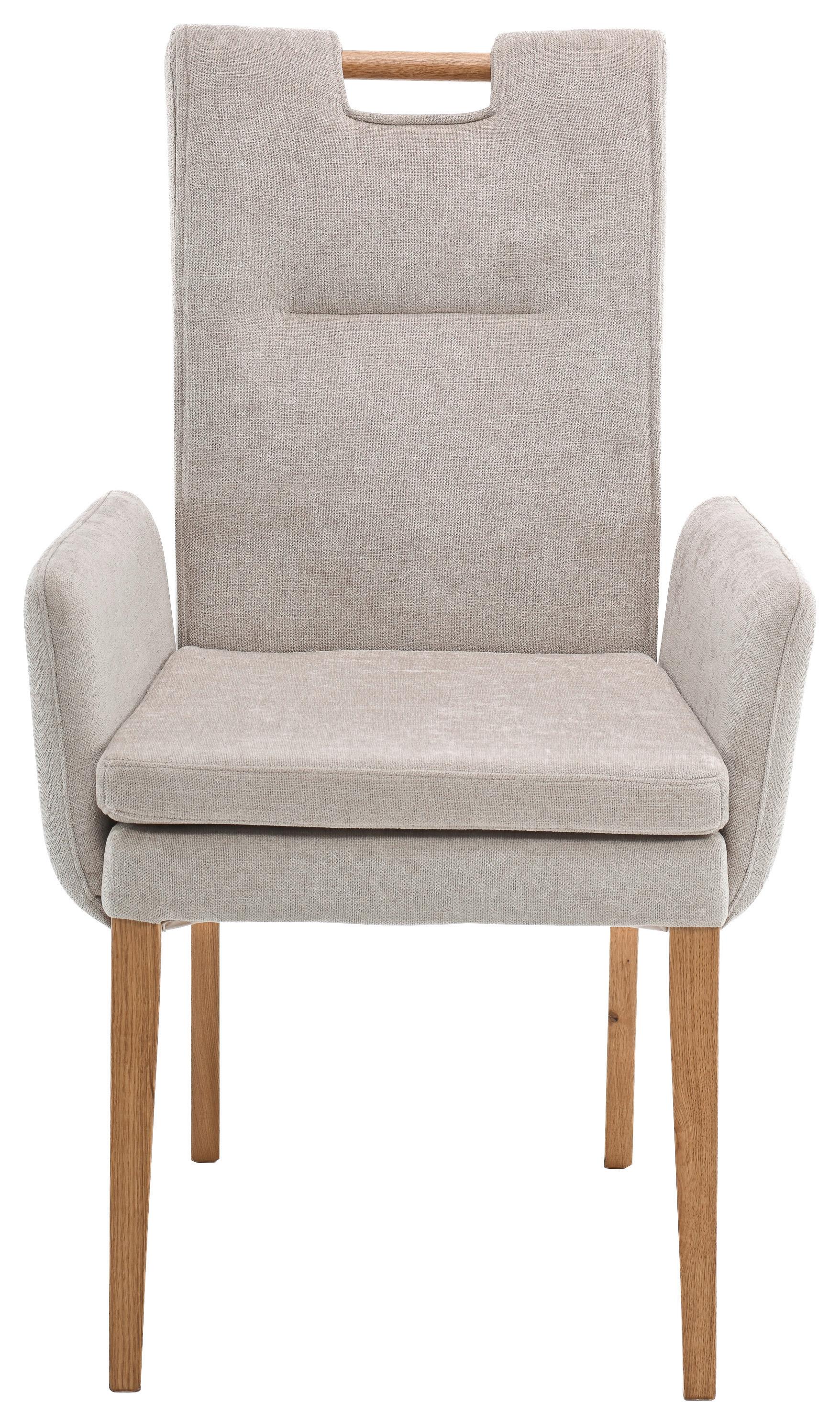 Armlehnstuhl Vega 2 Beige Eiche Massiv, B: 61 Cm - Beige/Naturfarben, KONVENTIONELL, Holz/Textil (61/101/65,5cm)