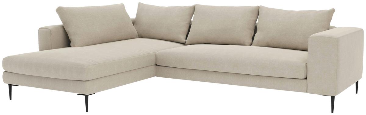 Ecksofa Aurora Ii - Beige/Schwarz, MODERN, Textil (210/295cm) - Trendmanufaktur