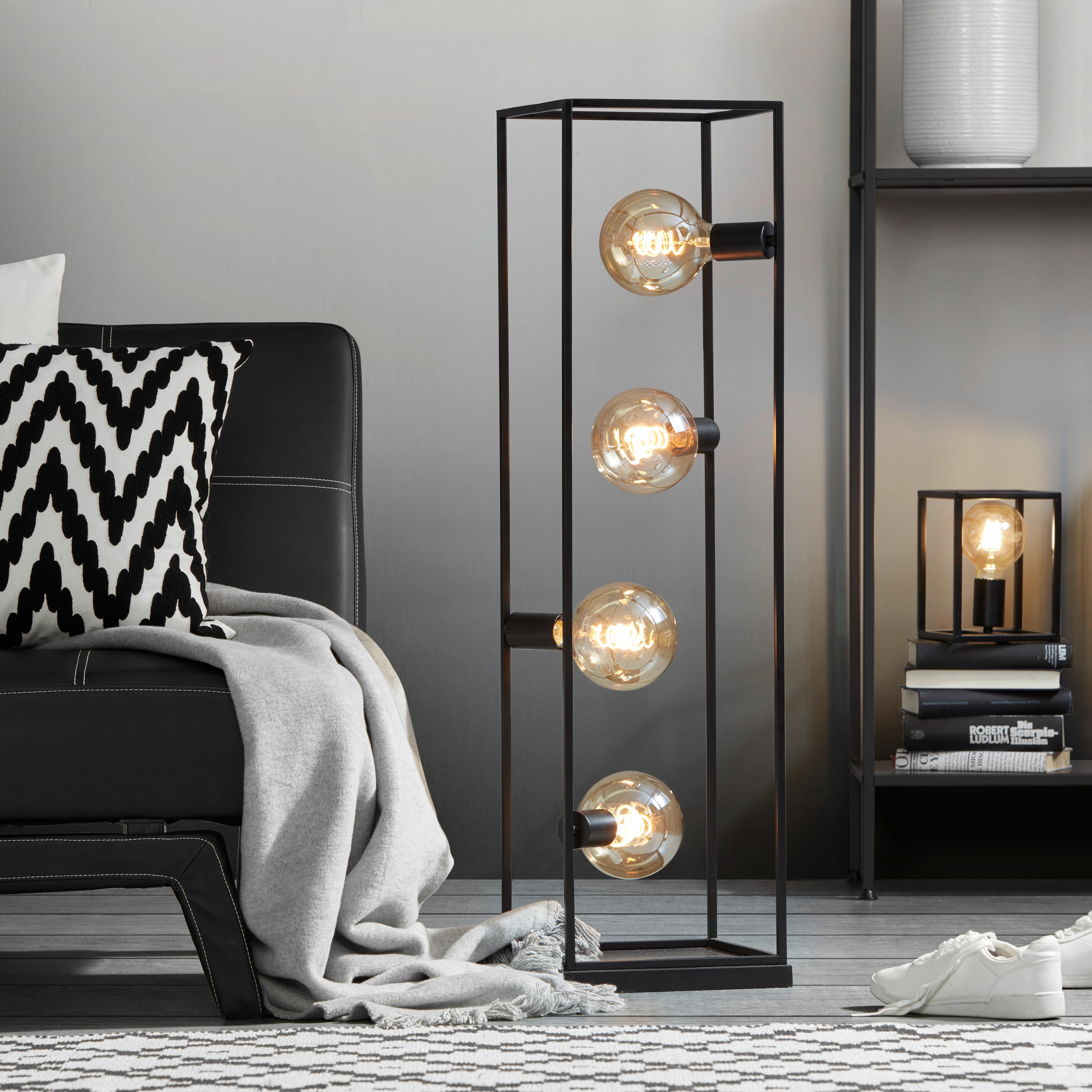 Stojací Lampa Qaudri 40 Watt, V: 100cm - černá, Konvenční, kov (27/26/130cm) - Premium Living