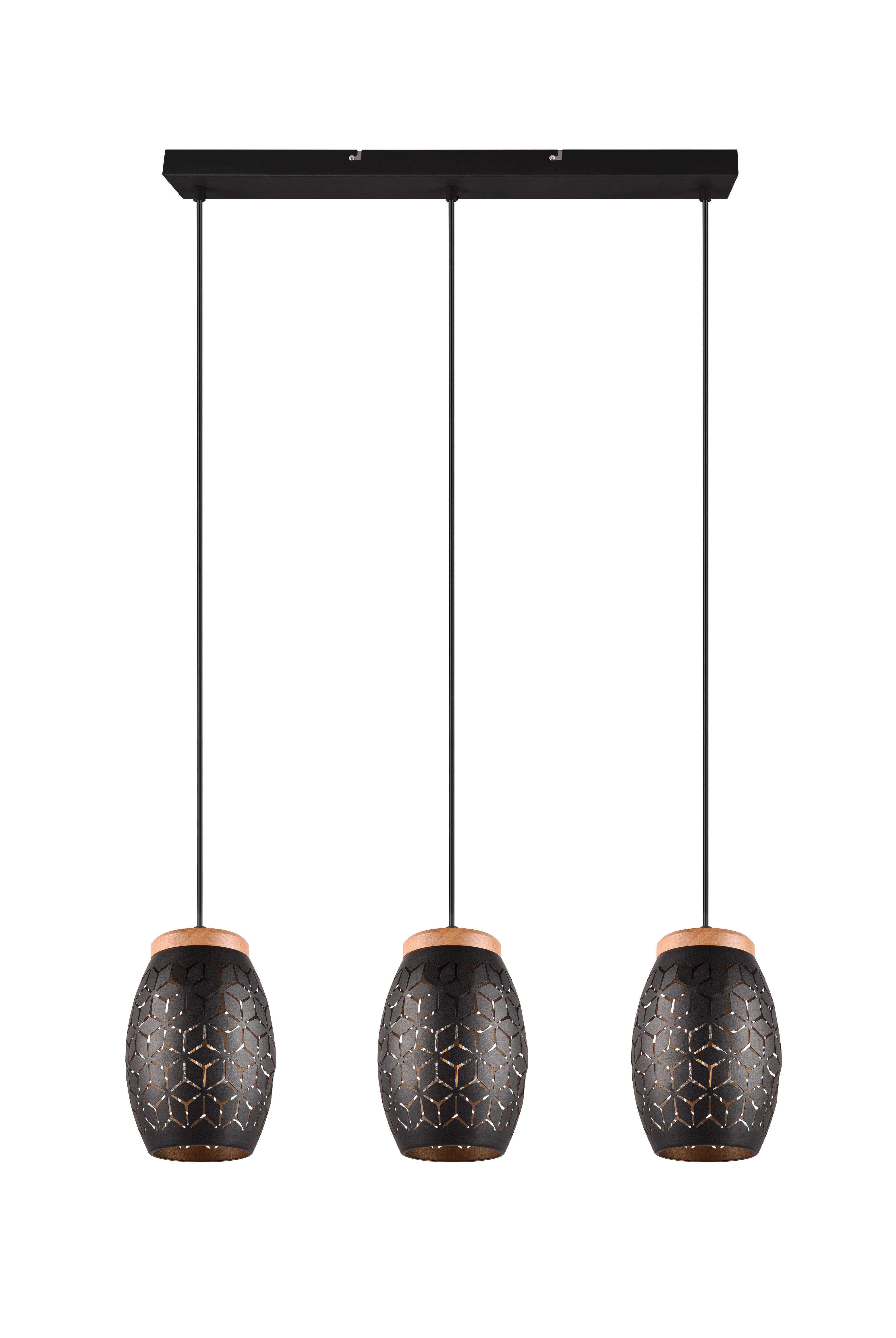 Pendelleuchte R31573080 Bidar - Goldfarben/Schwarz, Basics, Holz/Metall (71/15/150cm)