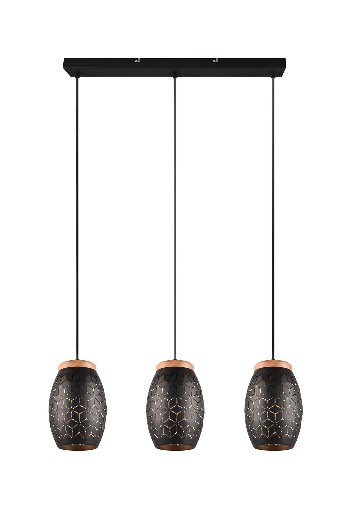 Pendelleuchte R31573080 Bidar - Goldfarben/Schwarz, Basics, Holz/Metall (71/15/150cm)