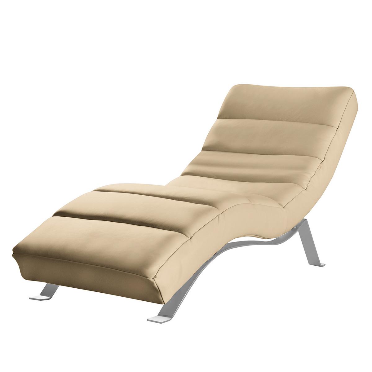 Relaxliege Swing Silver Beige B: 65 Cm - Beige/Silberfarben, Design, Leder (65/65-95/171cm) - Livetastic