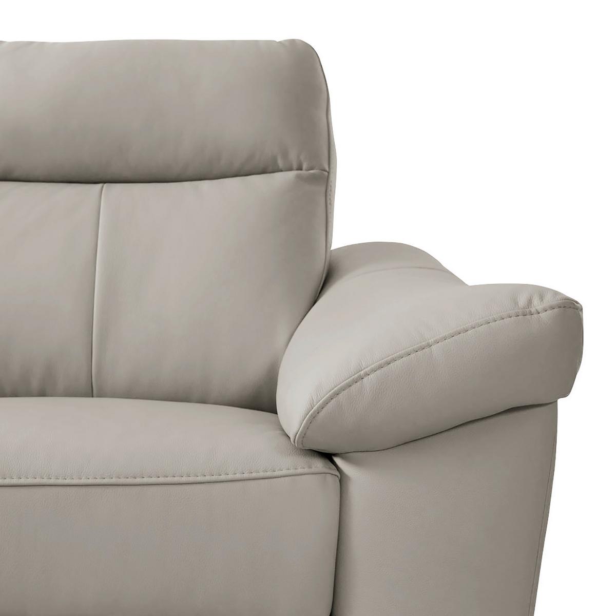 Ecksofa Luna Teilleder Platinfarben 194x242 - Platinfarben/Chromfarben, Design, Leder/Textil (194/242cm) - Livetastic
