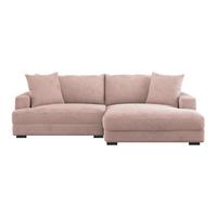 Rohová sedačka PELLE, pravá, růžový manšestr - růžová/černá, Moderní, textil (265/180cm)