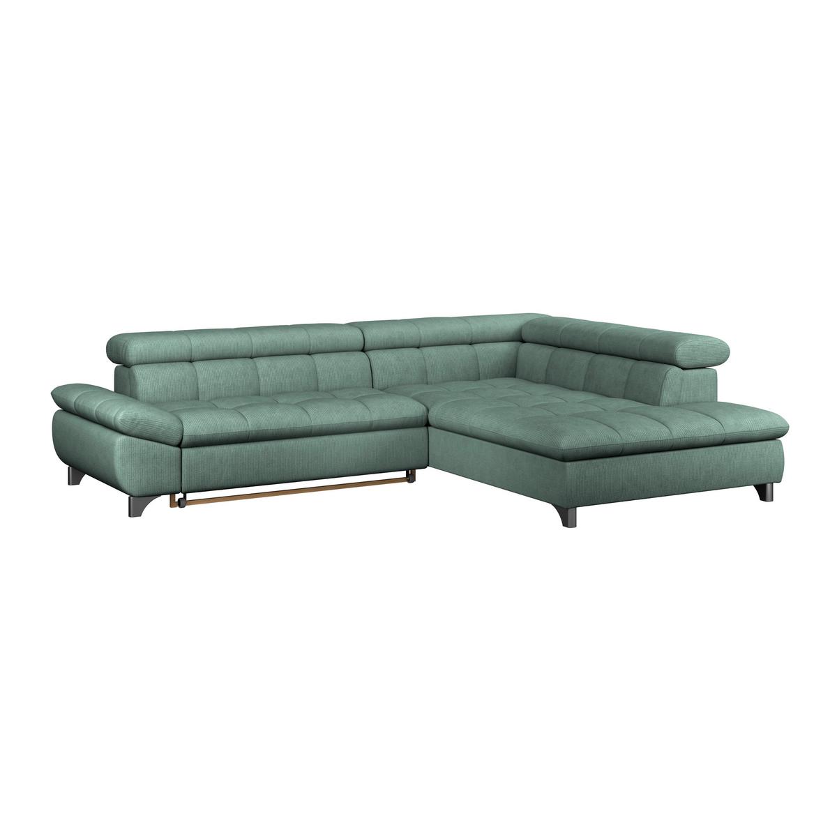 Ecksofa Mit Schlaffunktion Gemini Grün 312x234 Cm - Chromfarben/Dunkelgrün, KONVENTIONELL, Textil (312/234cm)