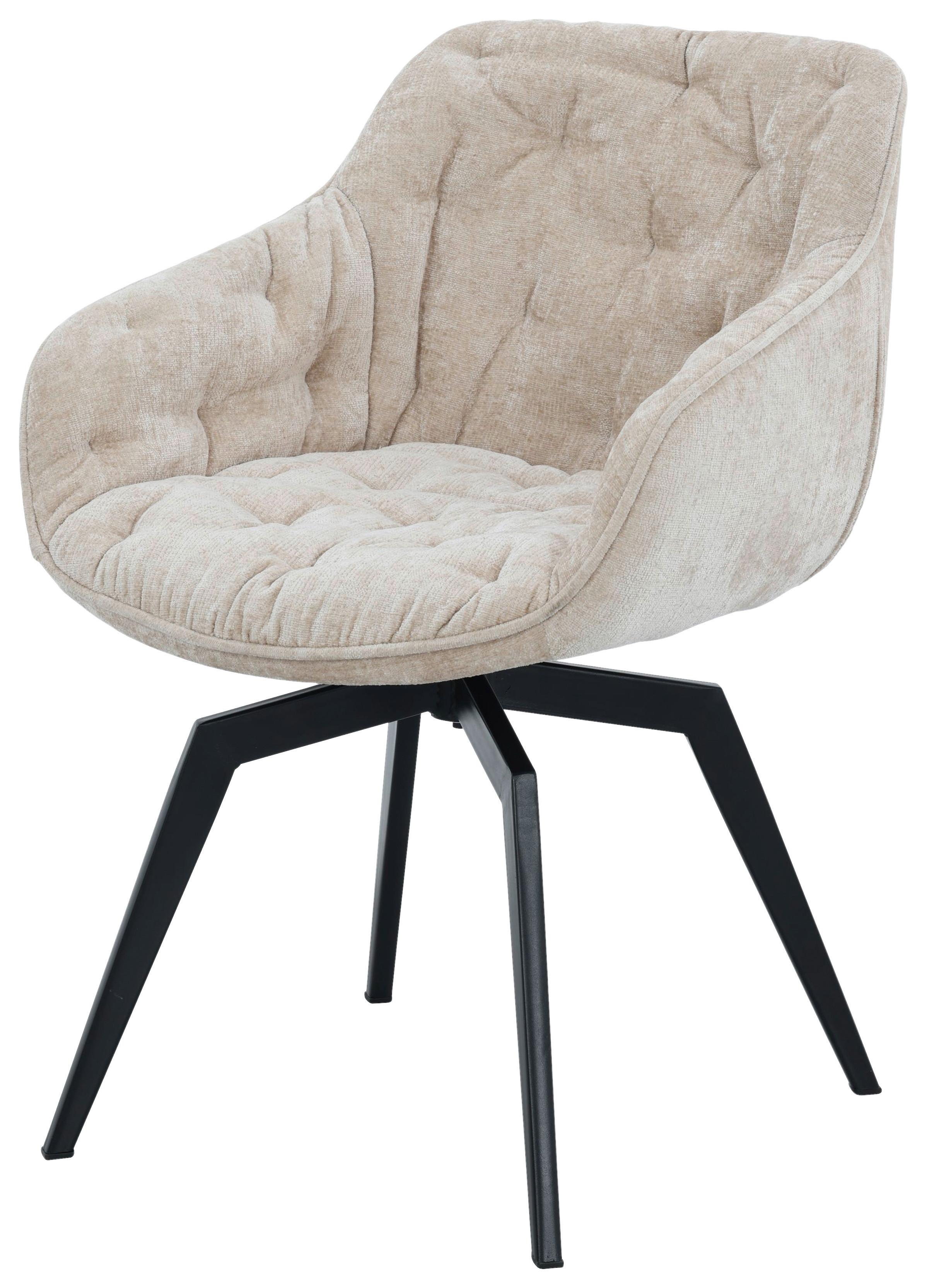Armlehnstuhl Avegno Beige/Schwarz B: 59,5 cm - Beige/Schwarz, MODERN, Textil/Metall (59,5/84/63,5cm) - Livetastic