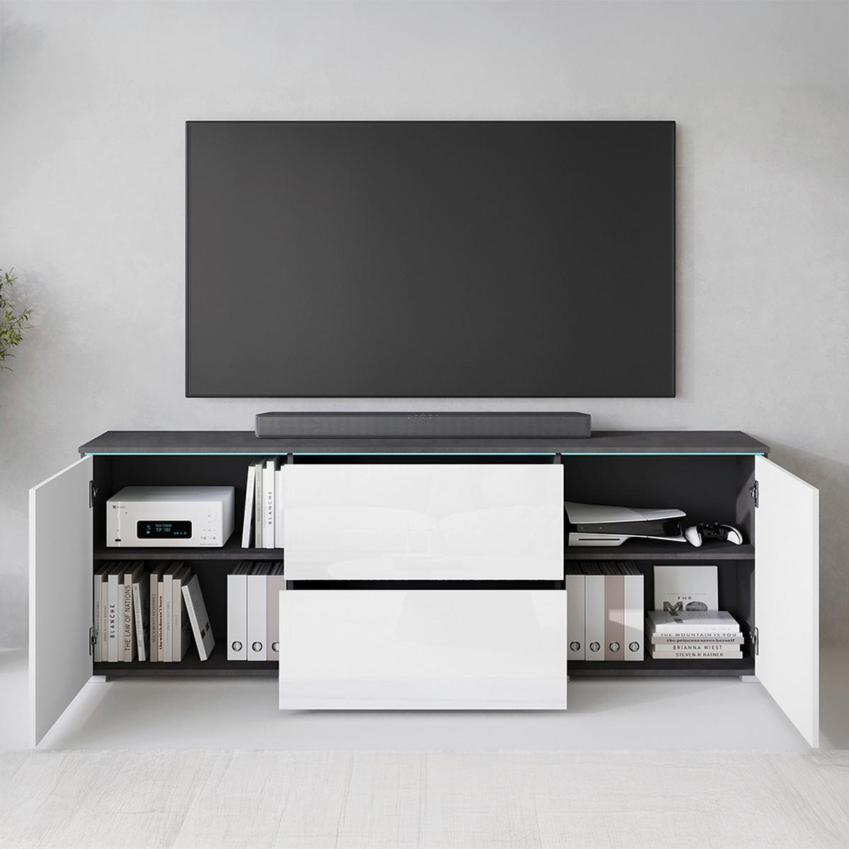 NÍZKÁ KOMODA VERA 181 - šedá/bílá, Trend, kompozitní dřevo/plast (180/61,8/34,5cm) - P & B