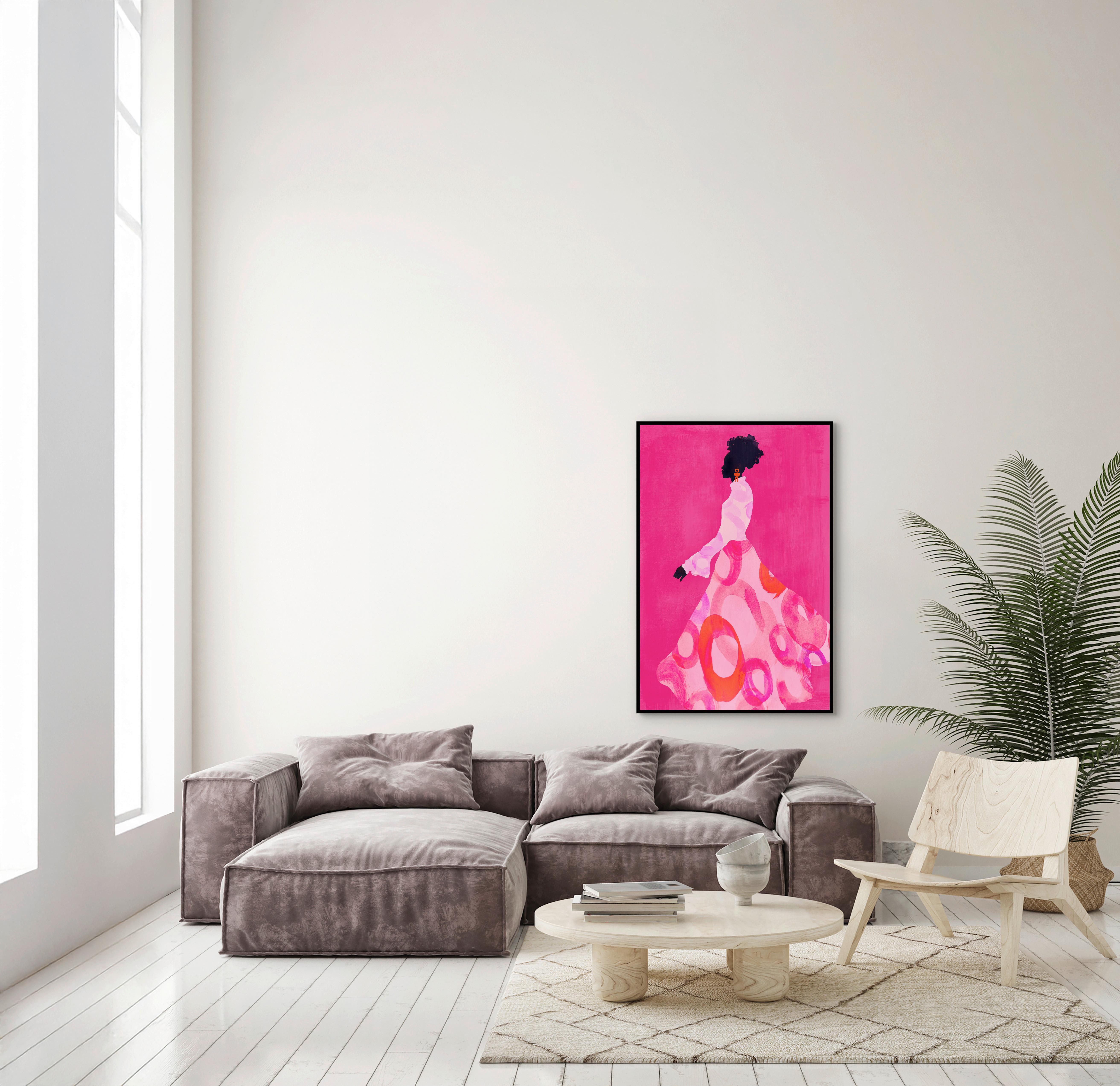 Obraz na plátne Denise, ca. 60/90cm - pink/čierna, Modern, kompozitné drevo/textil (60/90cm) - Premium Living
