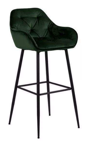 Barhocker mit Lehne Brooke Dunkelgrün/Schwarz - Dunkelgrün/Schwarz, KONVENTIONELL, Textil/Metall (55/103,5/52cm) - Livetastic