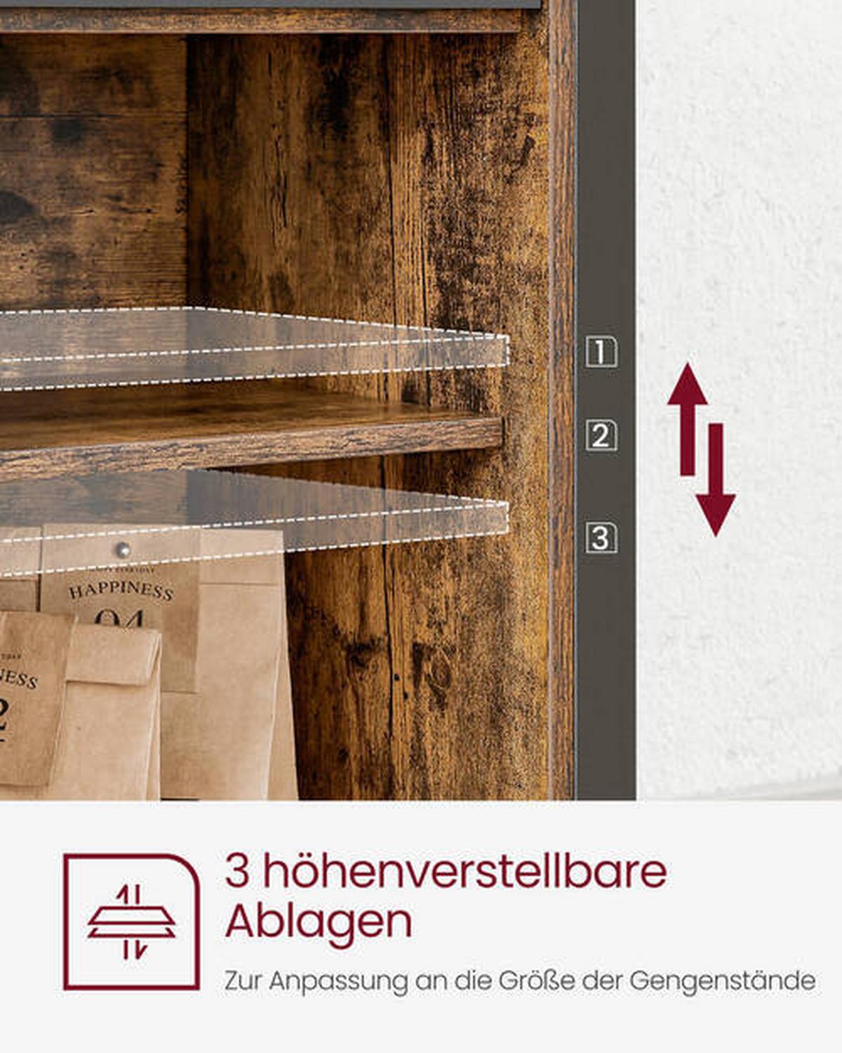 Kommode B: 100 Cm Braun/schwarz - Schwarz/Braun, Trend, Holzwerkstoff/Metall (100/80/33cm) - Boxxx