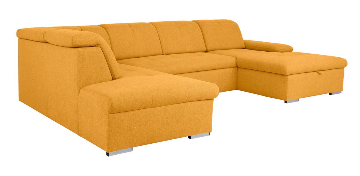 Wohnlandschaft Ramzes Gelb U: 215x328x173 cm - Beige/Gelb, Design, Textil (215/328/173cm) - MID.YOU