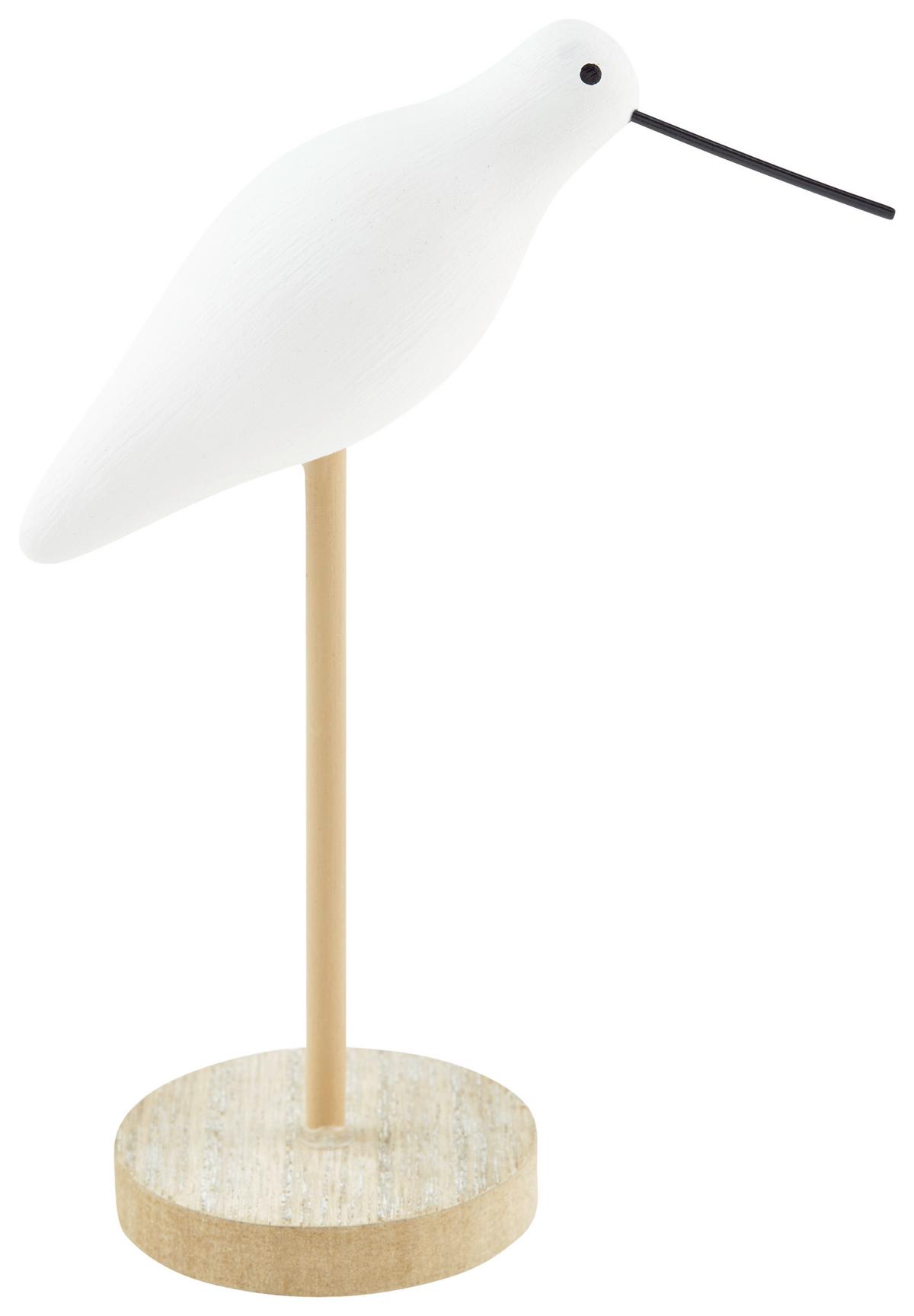 Dekovogel H: Ca. 14cm, Sigga - Weiß/Naturfarben, MODERN, Holz (9/5/14cm)