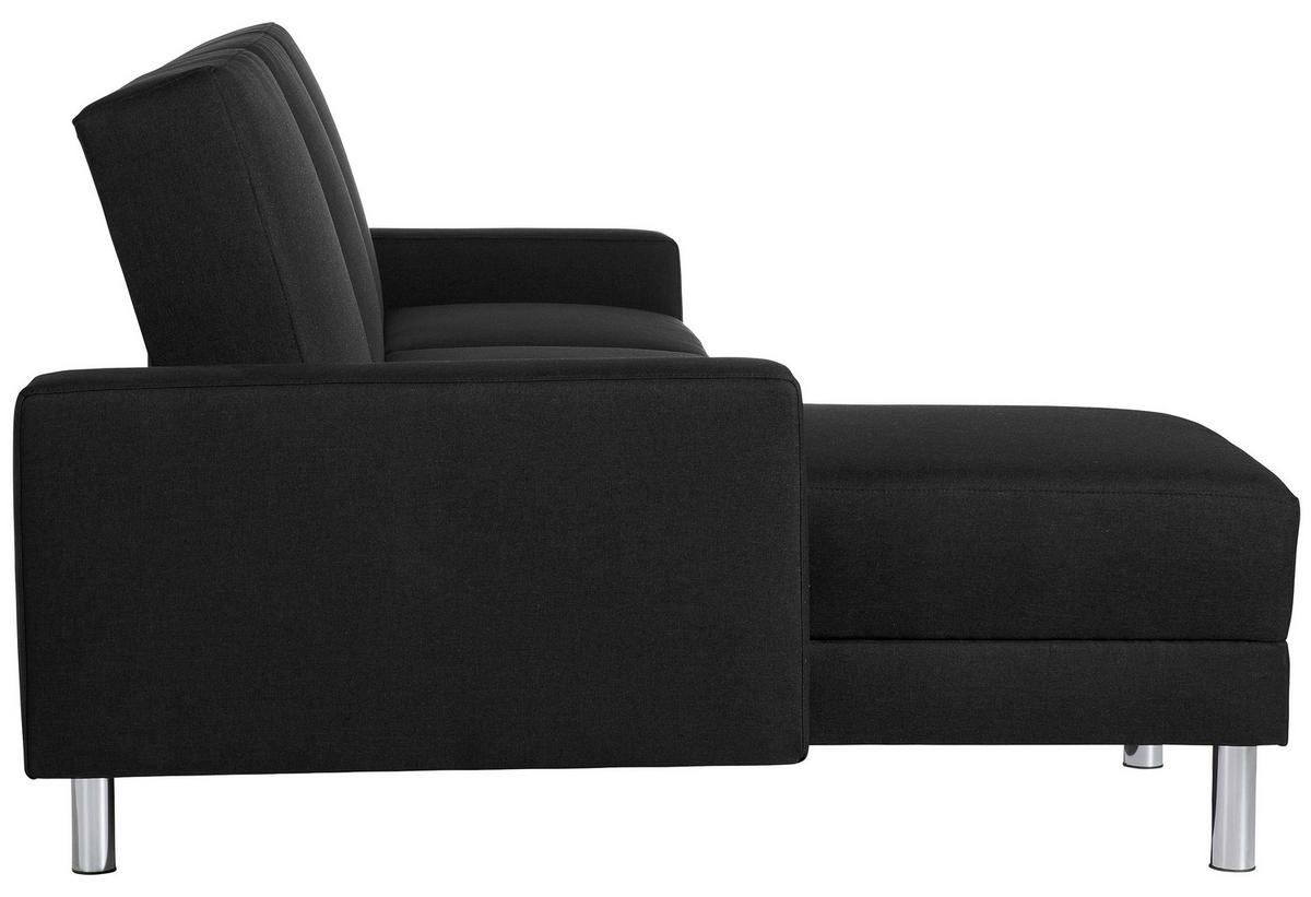 Ecksofa mit Schlaffunktion Just Fashion Schwarz - Chromfarben/Schwarz, KONVENTIONELL, Textil (152/230cm) - Max Winzer