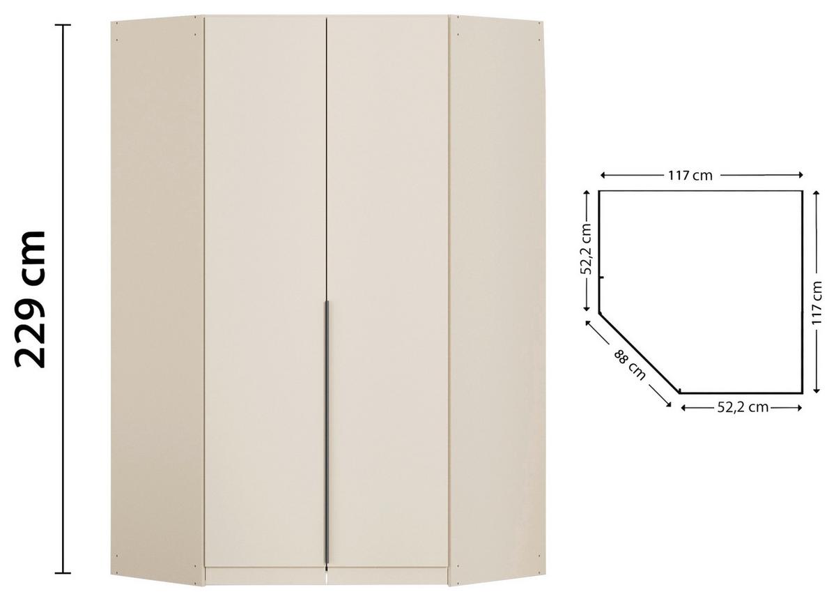 Eckschrank B: 117 cm Alabama Champagnerfarben - Champagner, MODERN, Holzwerkstoff (117/229/117cm) - Rauch Möbel