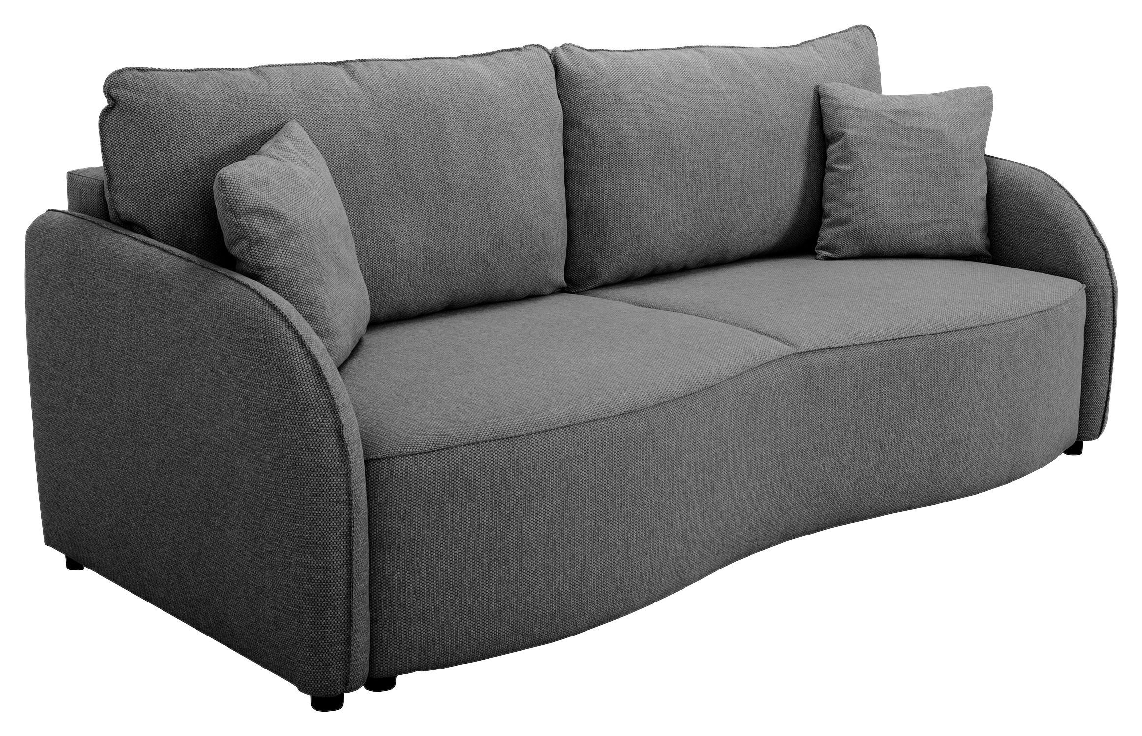 Schlafsofa Bari mit Bettkasten anthrazit, 215x100cm - Anthrazit/Schwarz, KONVENTIONELL, Holz/Holzwerkstoff (215/100cm)