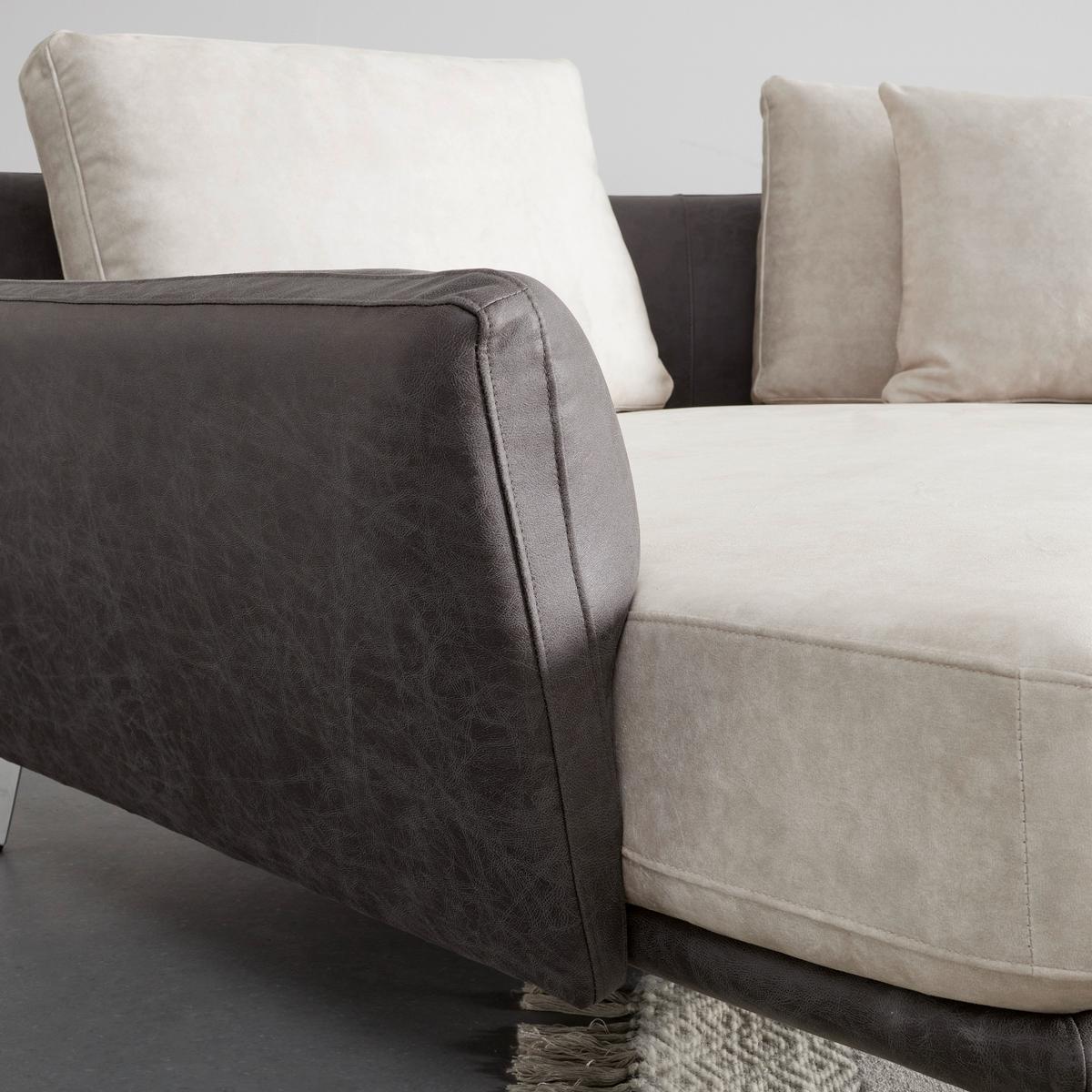 Sedací souprava MARA - tmavě šedá/barvy chromu, Moderní, kov/dřevo (351/69/163cm) - Bessagi Home