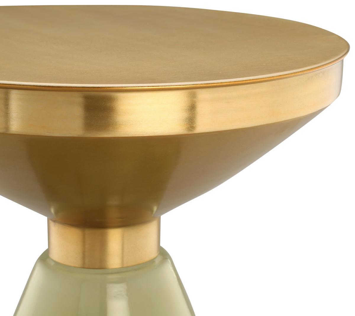 Beistelltisch Roman 325 Grün/Goldfarben D: 41,5 cm - Goldfarben/Grün, Design, Glas/Metall (41,5/53cm) - Kayoom