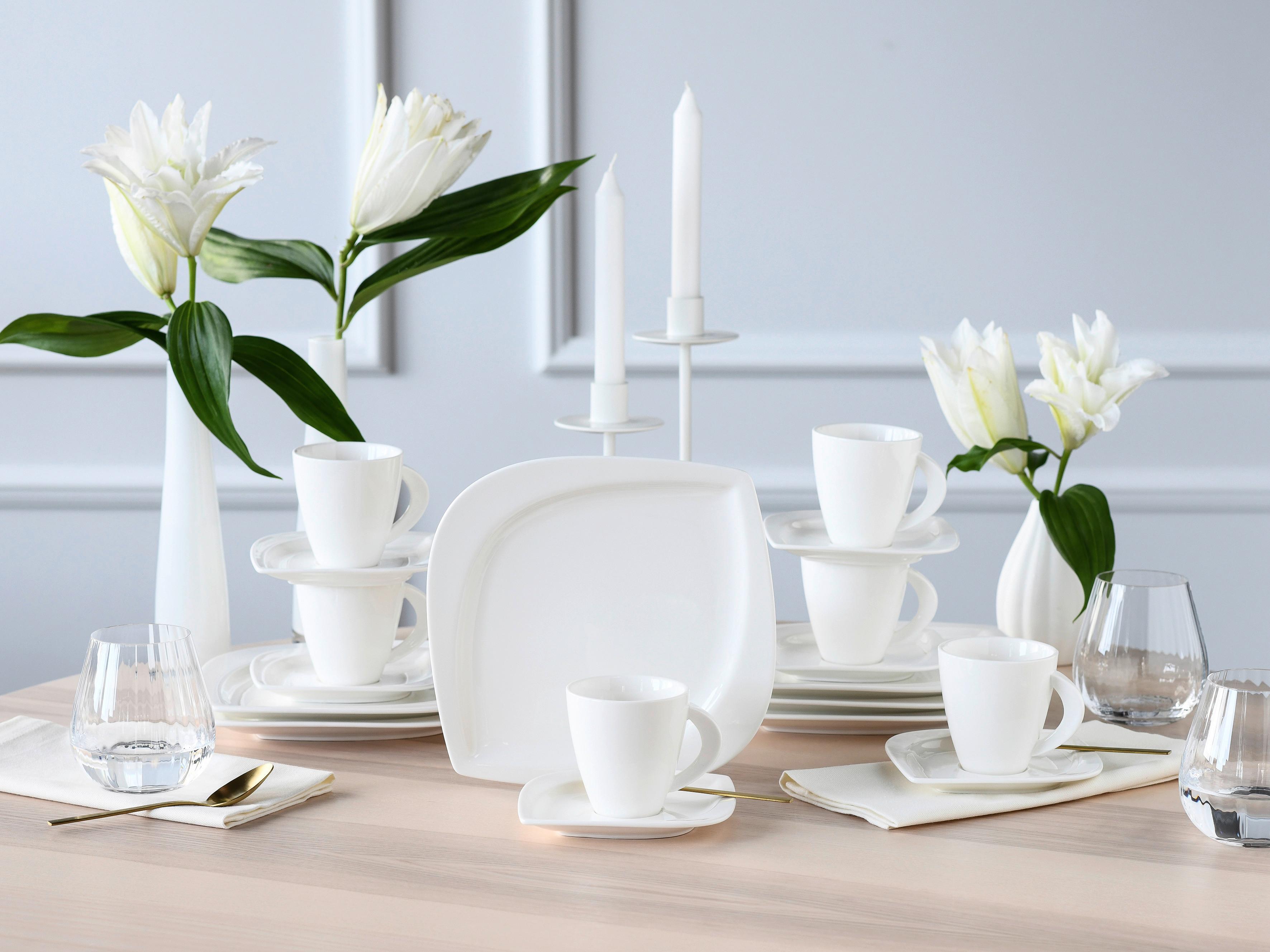 Kaffeeservice Porzellan 6 Personen Geschirr Set - Creme, Basics, Keramik - Creatable