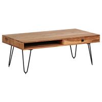 Konferenčný stolík Bagli masív - čierna/farba akácie, Design, kov/drevo (110/60/40cm) - MID.YOU