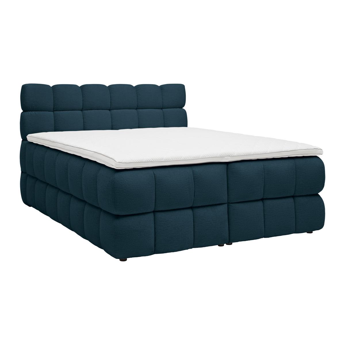 Boxspring postel BUBBLE BOX 180/200 cm, modrá - modrá/černá, Konvenční, kov/dřevo (180/200cm) - Premium Living