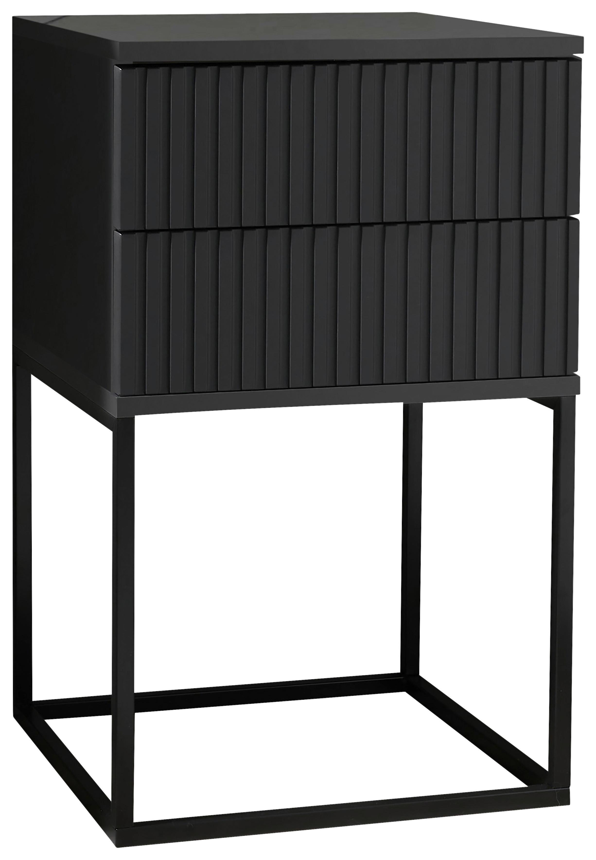 Nachtkästchen Graphit/Schwarz H: 65 cm Marle - Schwarz/Graphitfarben, MODERN, Holzwerkstoff/Metall (40/65/38,5cm) - Livetastic