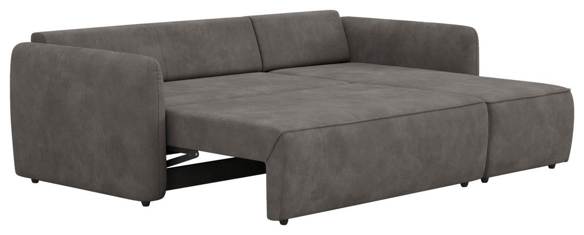 Ecksofa mit Bettfunktion Flow Microfaser grau, B: 239cm - Schwarz/Grau, Trend, Textil (239/170cm) - MID.YOU