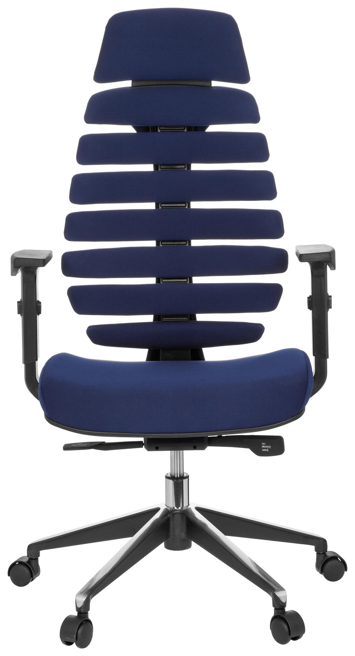 Drehstuhl Ergo Line II Pro Blau/Schwarz - Blau/Alufarben, MODERN, Kunststoff/Textil (65/131/53cm) - MID.YOU