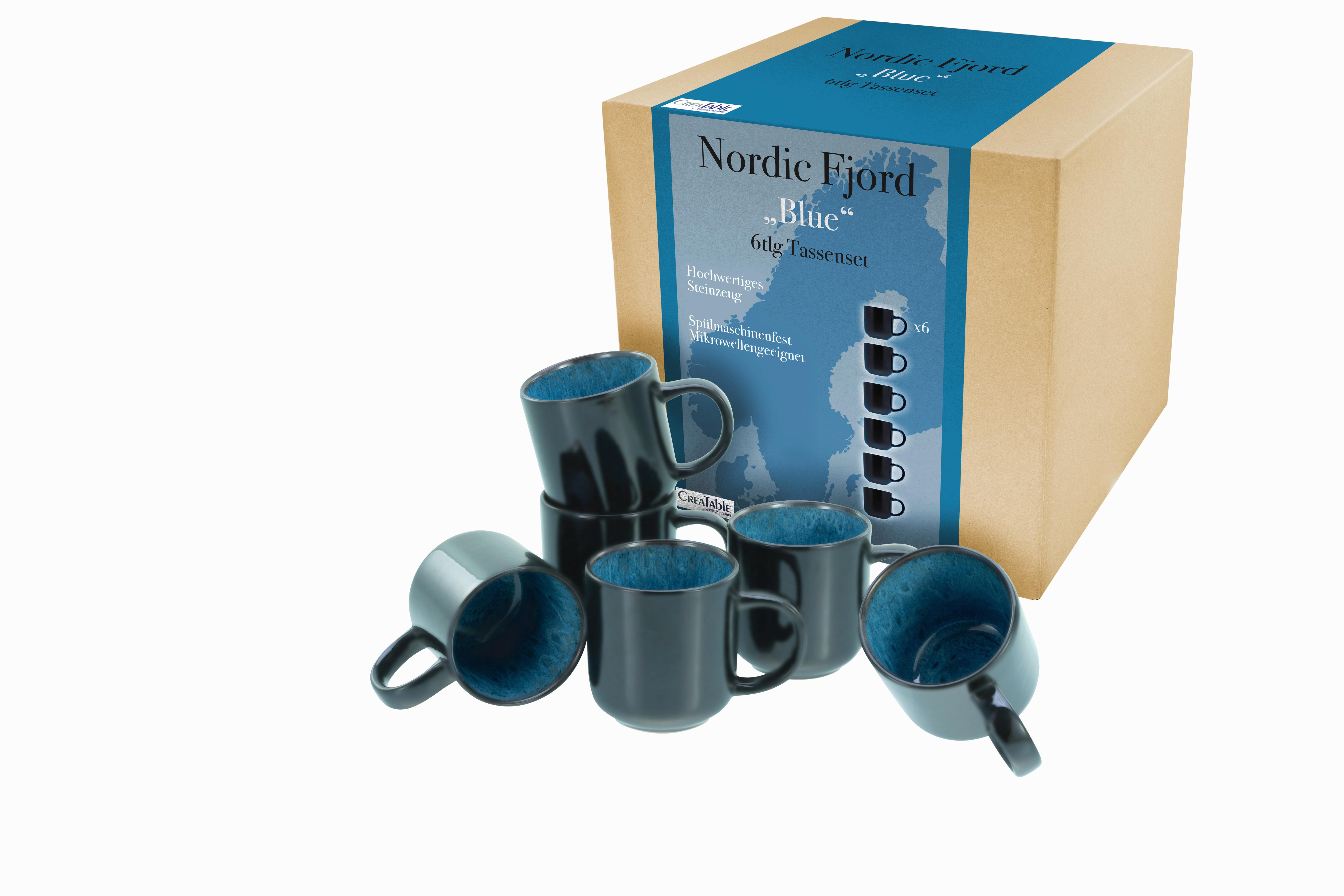 KAFFEEBECHERSET 21552 NORDIC FJORD BLUE - Blau, ROMANTIK / LANDHAUS, Keramik (350ml) - Creatable