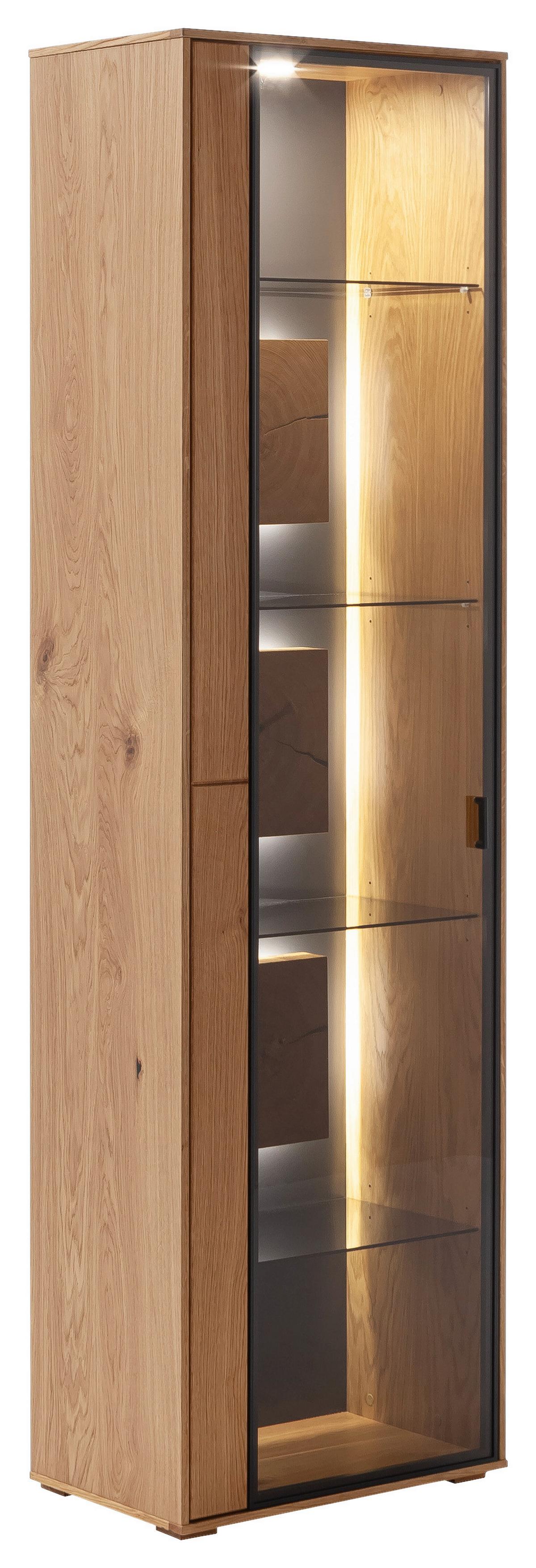 Vitrine Assini Wildeiche B: 58 cm - Wildeiche, Design, Glas/Holz (58/206/37cm) - MID.YOU
