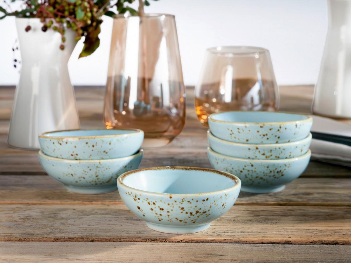 SADA MISEK NA OMÁČKU NATURE COLLECTION - pastelově modrá, Trend, keramika (8cm) - Creatable