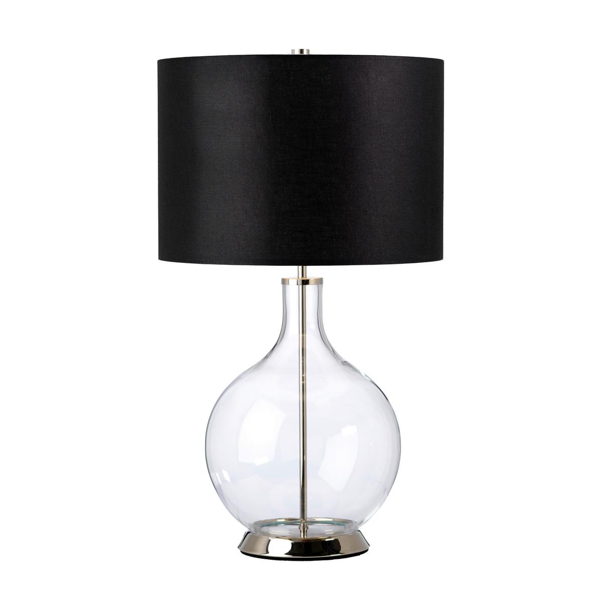 Asztali Lámpa Orb-Clear-Pn-Blk - fekete/nikkelszínű, Konventionell, üveg/textil (36/67cm) - Elstead Lighting