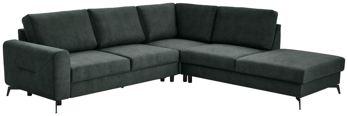 Sedacia súprava ADESSO, pravá, tmavozelená farba - čierna/tmavozelená, Konventionell, kov/textil (275/257cm) - MID.YOU