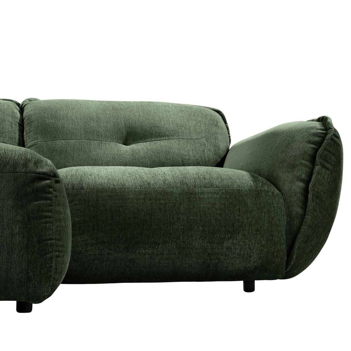 Ecksofa Fluffy Dunkelgrün S: 184x269 Cm - Dunkelgrün/Schwarz, MODERN, Textil (184/269cm) - Trendmanufaktur