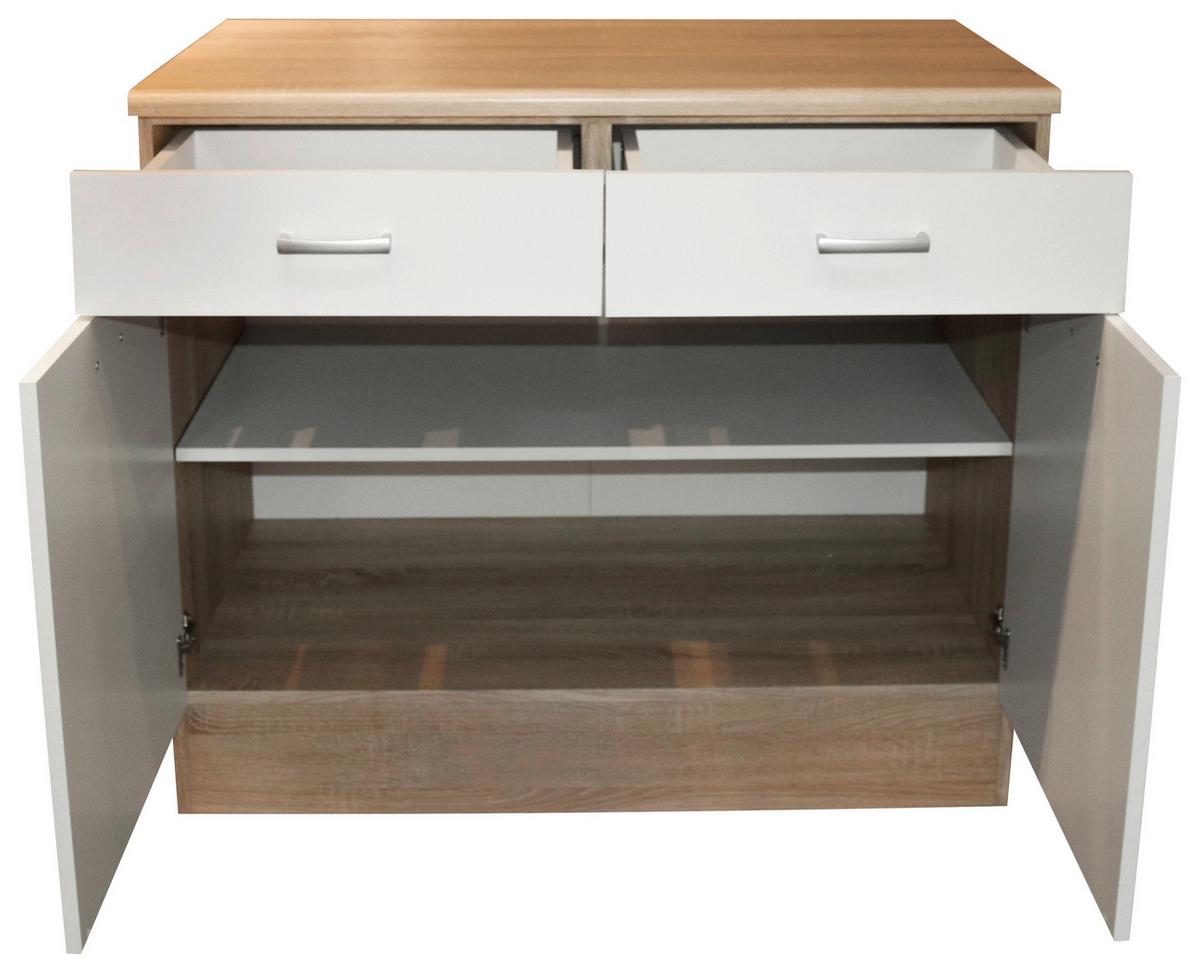 Küchenunterschrank Andy 100 Cm Weiß/eiche Dekor Mit Laden - Weiß/Sonoma Eiche, Basics, Holzwerkstoff (100/90/60cm) - MID.YOU