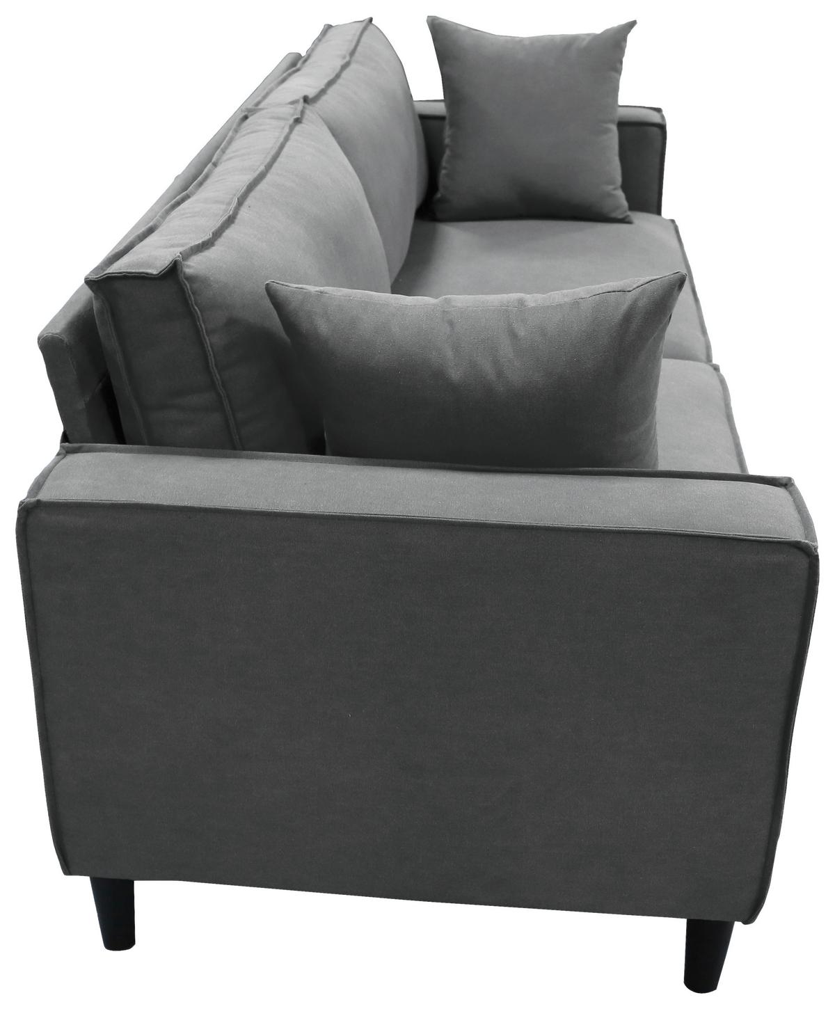 3-Sitzer-Sofa Beluna Hellgrau B: 198,5 cm - Hellgrau/Schwarz, Basics, Textil (198,5/84/83cm) - P & B