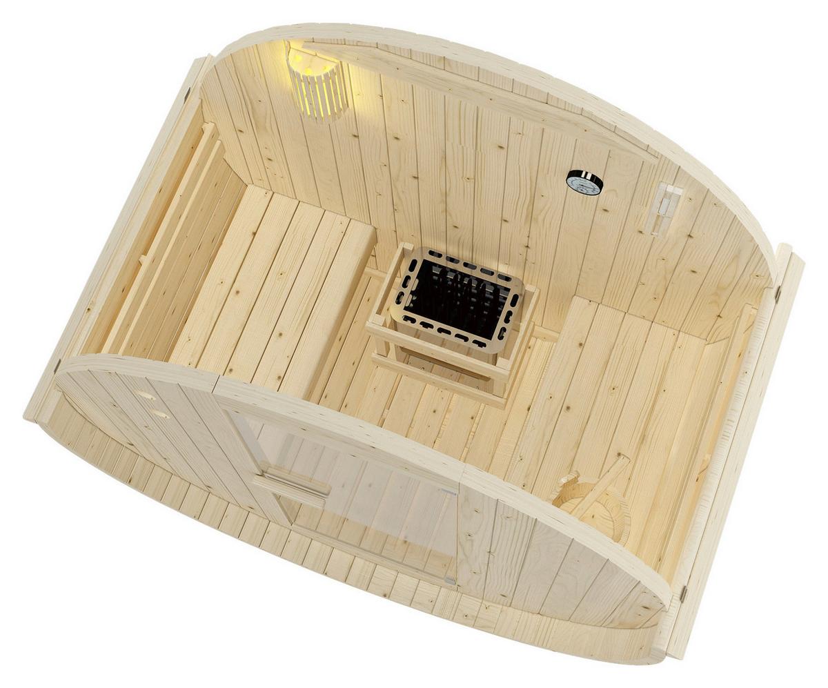 Saunafass Tromsö Fichtefarben B: 120 Cm - Fichtefarben, KONVENTIONELL, Glas/Holz (189/120/191,5cm) - Sanotechnik