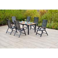 Gartentischgruppe 7-teilig. Set - Graphitfarben/Naturfarben, KONVENTIONELL, Holz/Kunststoff - Gardenson