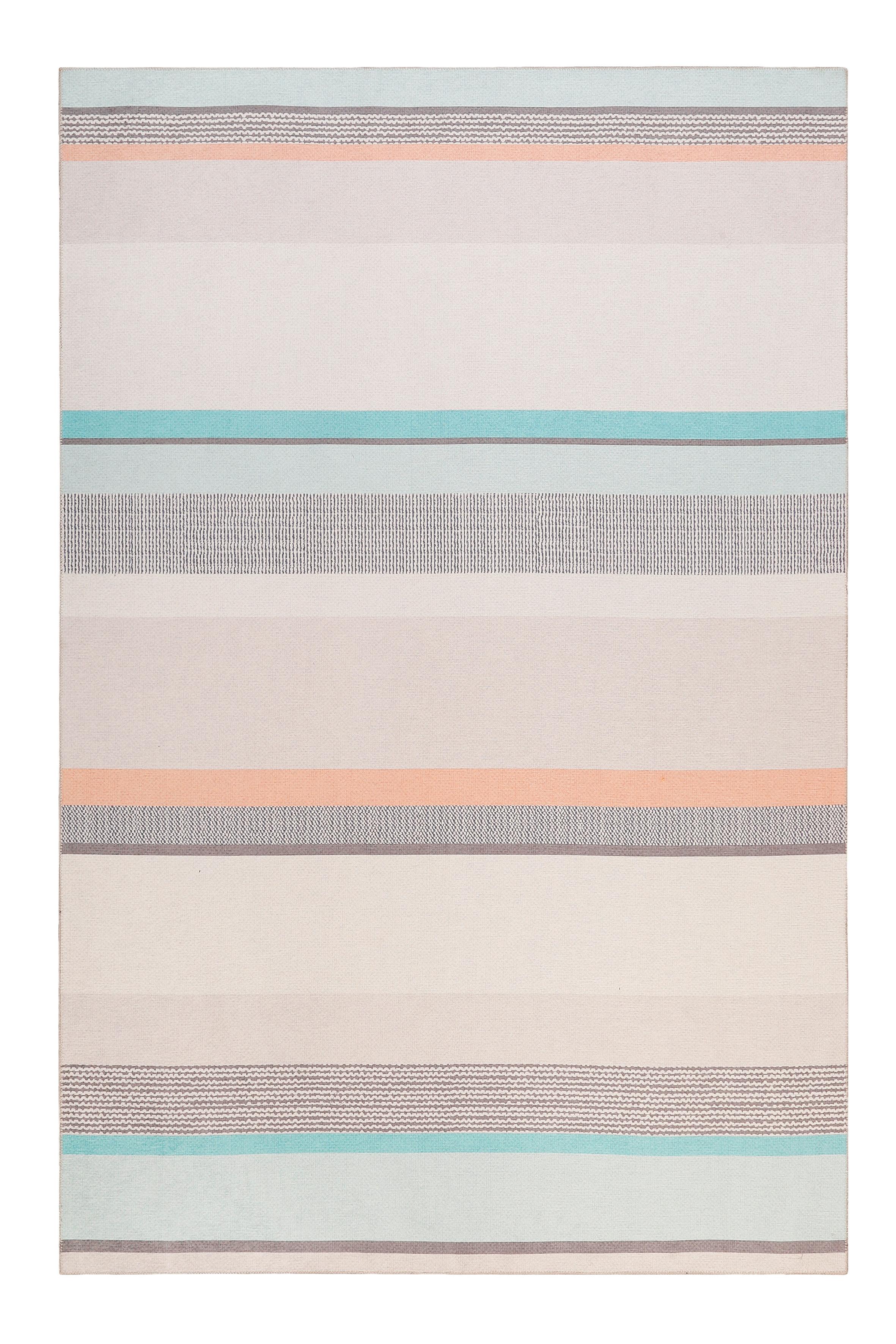 Flachwebteppich Ben Türkis/Taupe/Beige 190x290 cm