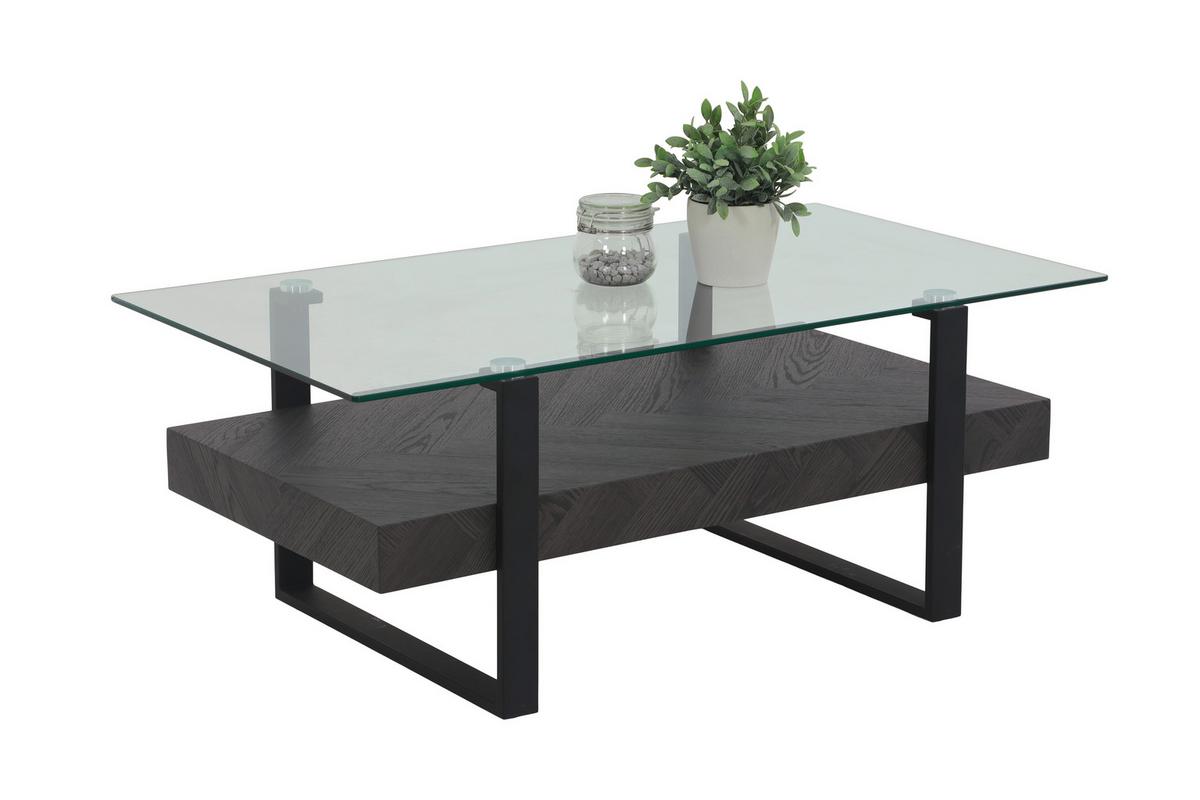 Couchtisch Konrad Dunkelgrau L: 110 cm - Dunkelgrau/Schwarz, Design, Glas/Holzwerkstoff (110/60/43cm) - Livetastic